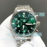 Swiss IWC Schaffhausen Pilot's Spitfire Chronograph Green Dial Stainless Steel Copy Watch 